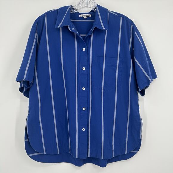 Madewell Oversized Boxy Shirt Women's Medium Button Up Striped Signature Poplin - Picture 1 of 10
